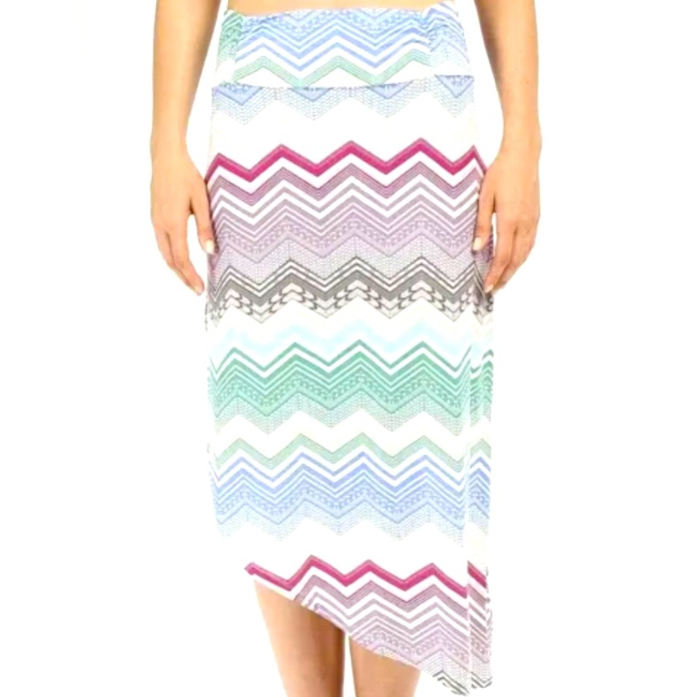 Adventura Nordstroms XL Asymmetrical Herringbone Boho MIDI Alexus Skirt NWT